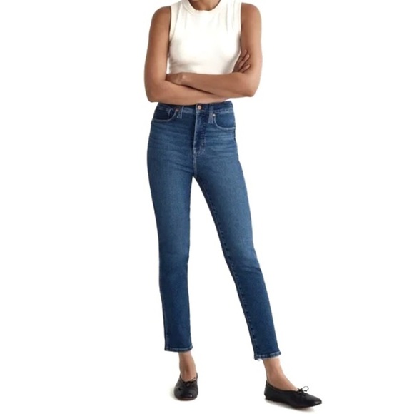Madewell Stovepipe High Rise Straight Leg Stretch Jeans Cropped Sz 25 - Picture 1 of 12